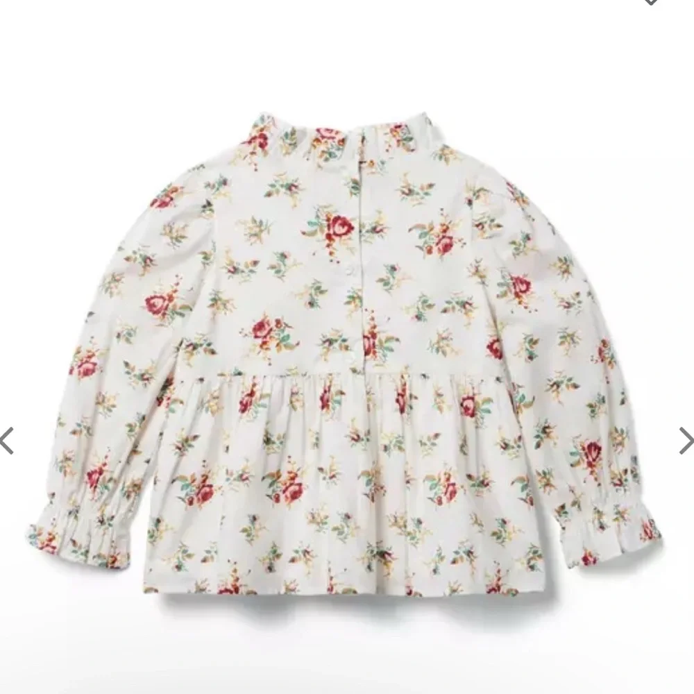 Floral Kids Blouse - White and Red 0013